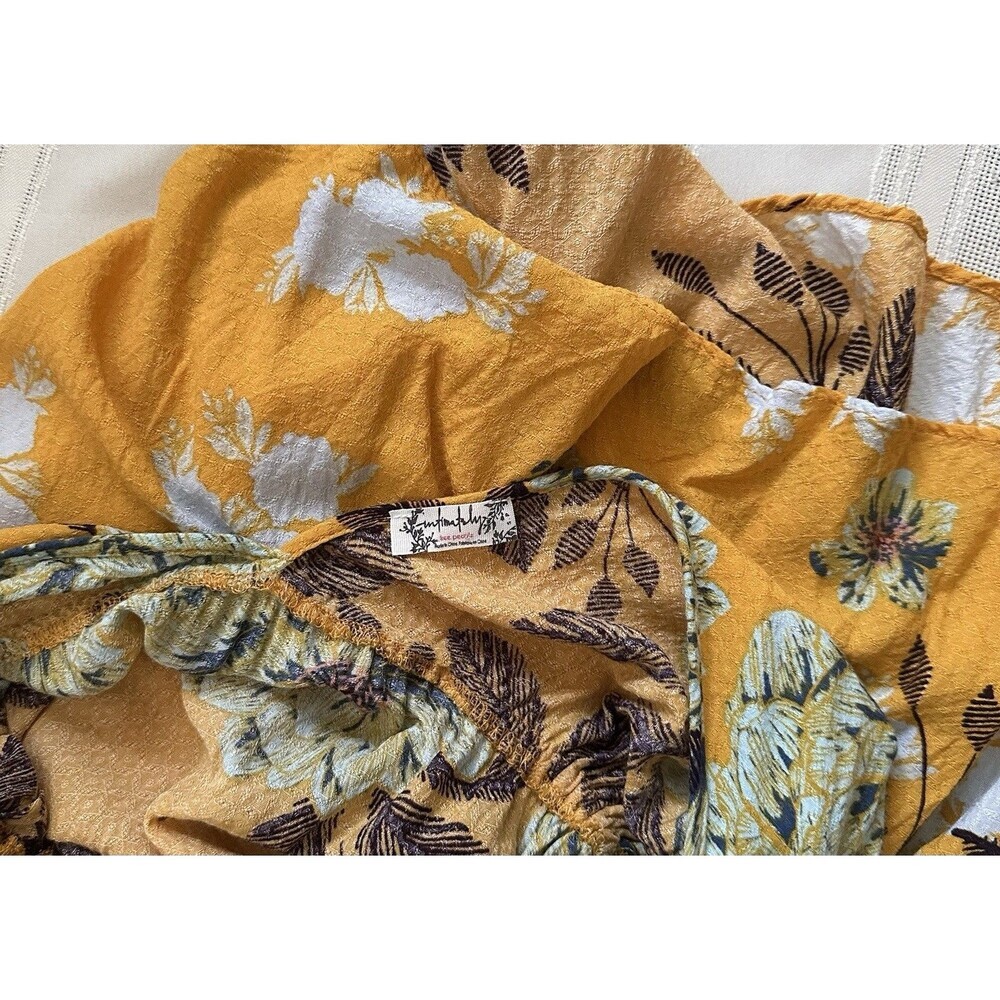 Free People "Marnie" Golden Yellow Floral Short Dress Size S Rayon Boho Floral. - Picture 15 of 16